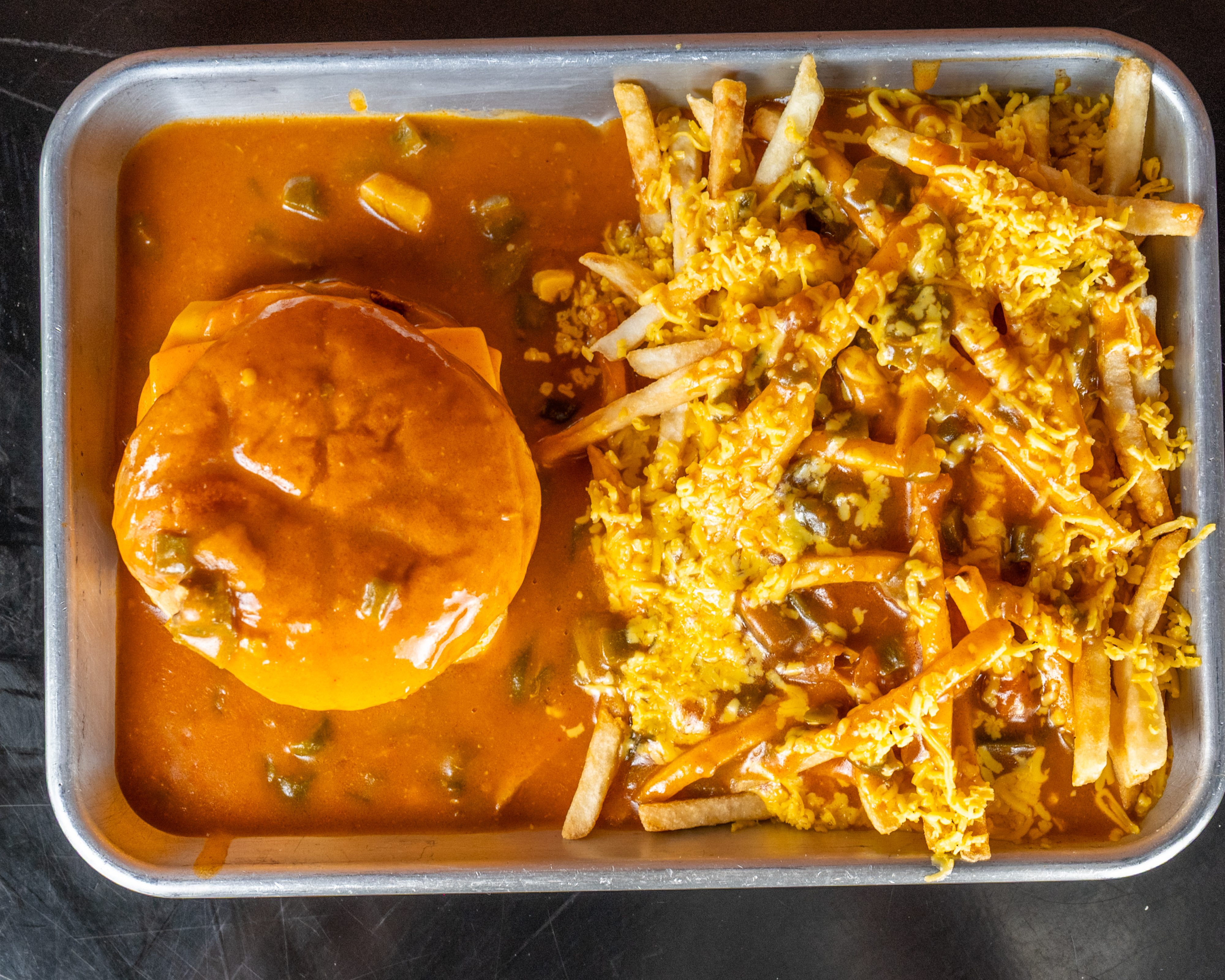 Double Chili Cheeseburger Plate.